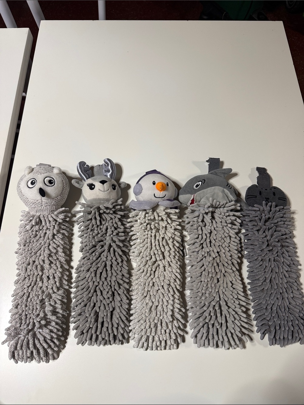 Norwex Gray Chenille Plush Pet Toys - Soft Animal Heads